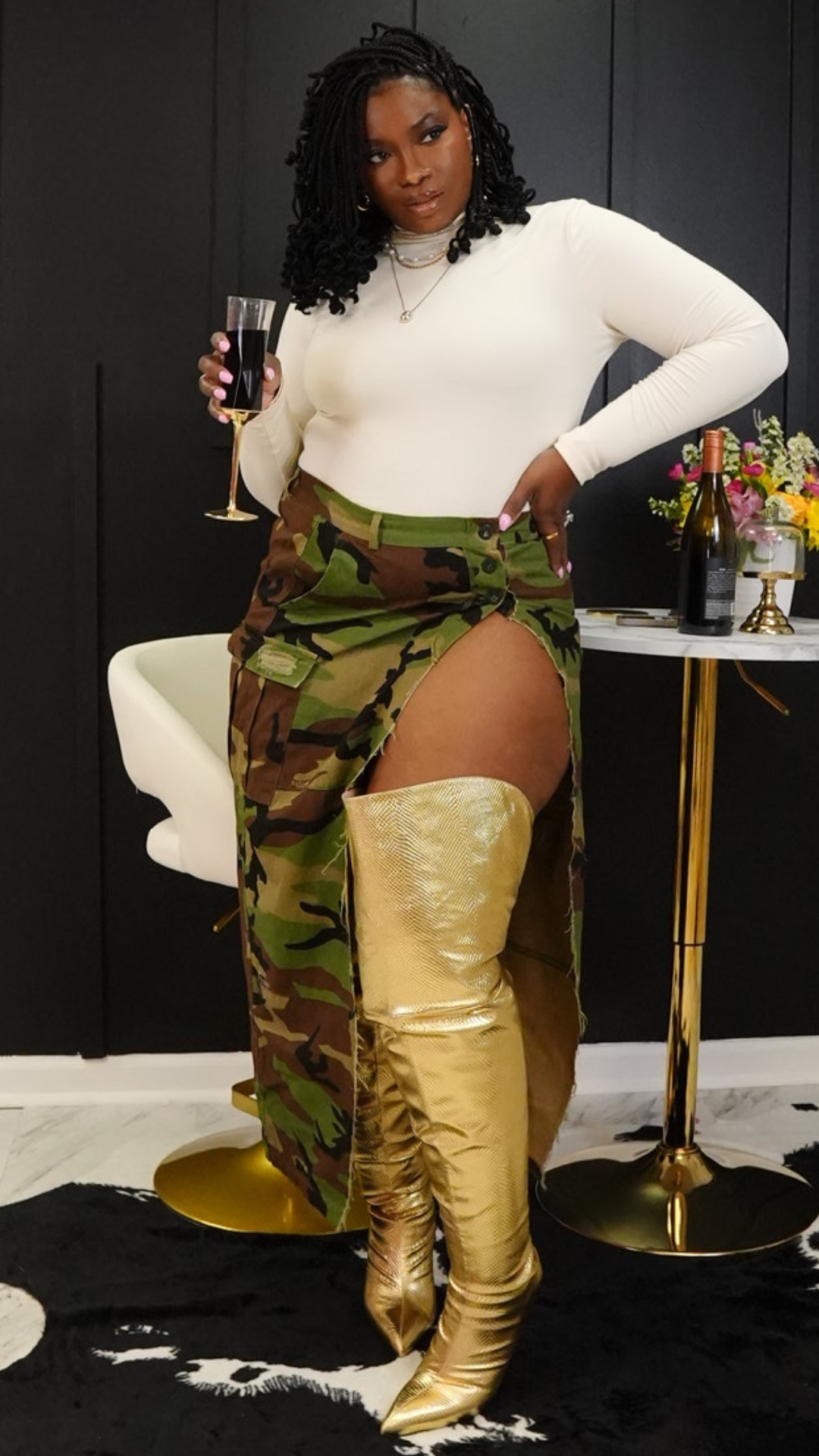 Gold thigh boots best sale